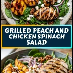 Grilled Peach and Chicken Spinach Salad